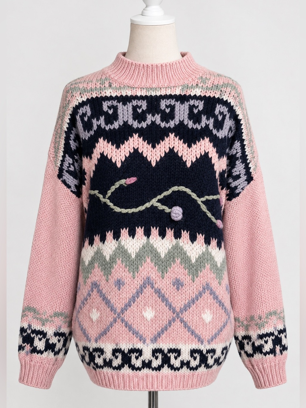VTG Carolina Colours Pastel Grandpa Knit Floral Sweater: Fits XS-L